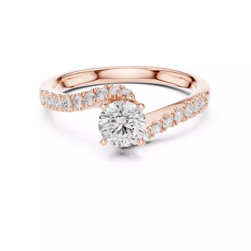 Swirl Bypass Round Diamond Engagement Wedding Ring 3DM STL Video