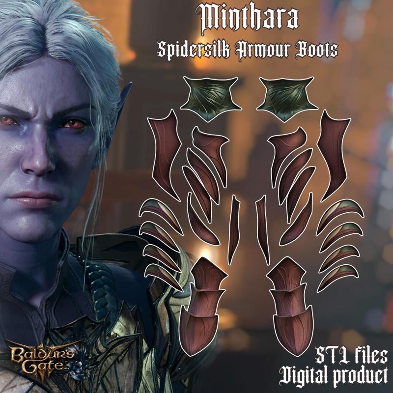 Fantasy Minthara Spidersilk Boots Plates Baldrurs Gate 3 STL