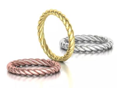 Twisted Rope Wedding  Ring Stackable Ring 3dmodel