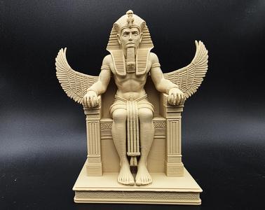 Seated Egyptian Pharaoh with Osiris Wings