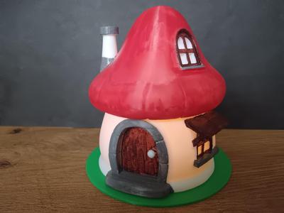 Smurf House on tea light candle