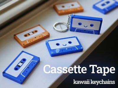 Cute cassette tape keychain | Kawaii face
