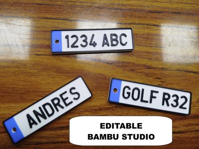 Customizable License Plate Keychain - Embossed