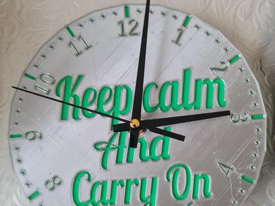 3D Printed Clock Face Keep Calm and Carry On