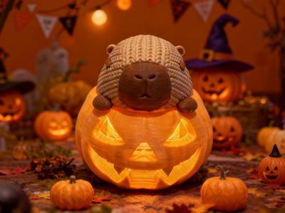 Capybara Pumpkin Lantern - 2-Hour Print