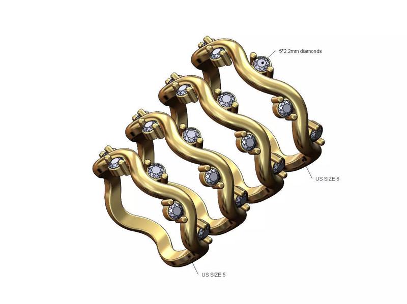 Dainty side diamonds half eternity band US sizes 5to8