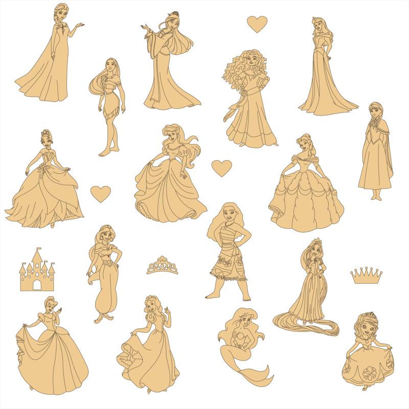 Disney Princesses - Vector for laser cutting