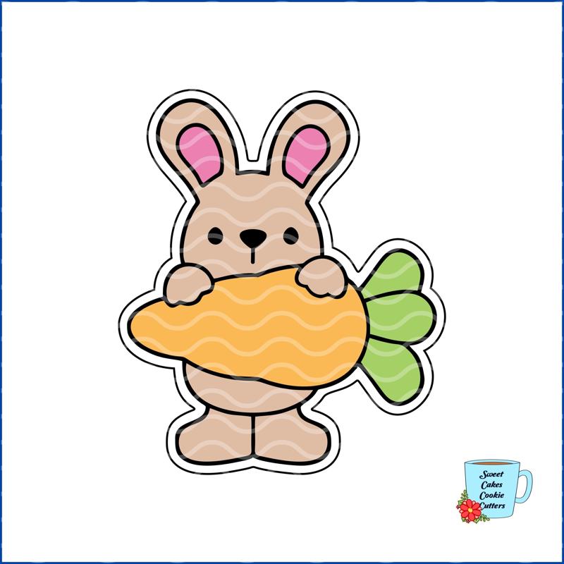 Bunny Holding a Carrot Cookie Cutter - Easter - Animal - 8 STL Cookie cutter files