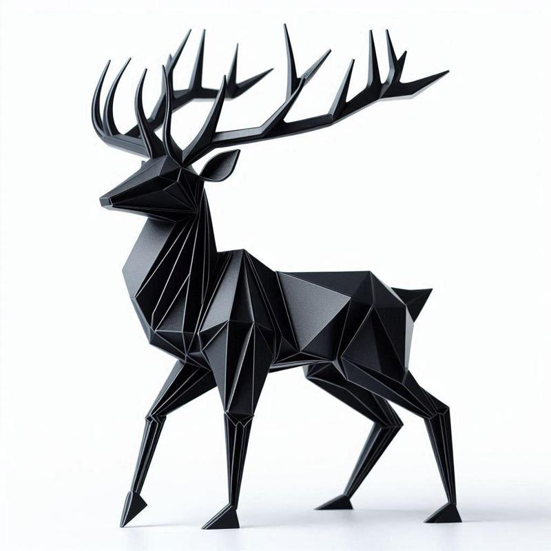Low Poly Deer With Horns 3D Print Decorative Showpiece