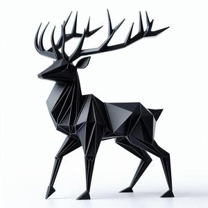 Low Poly Deer With Horns 3D Print Decorative Showpiece