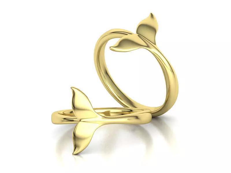 Whale Tail Fashion Ring Tail Rings 3dmodel
