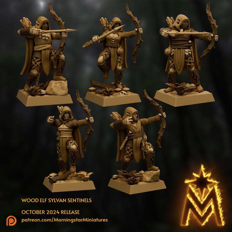 Wood Elf Sylvan Sentinels | 32mm Scale Presupported Miniatures