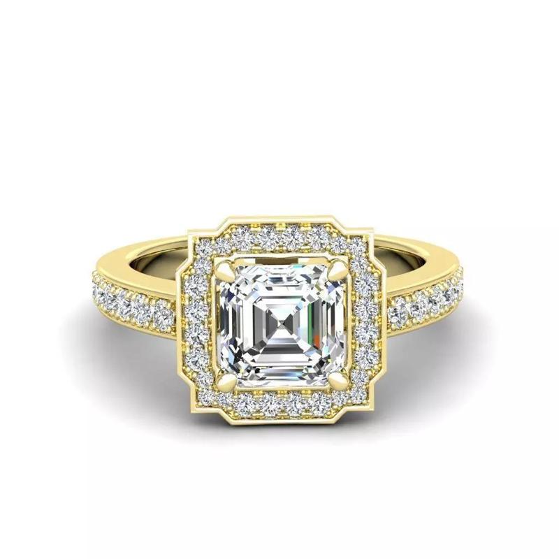 Engagement Diamond Halo ring ascher