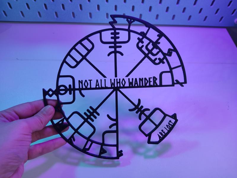 Vegvisir with the phrase "not all who wander are lost"