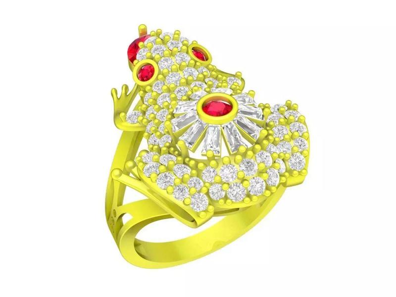 A7108 Luxury Baguette Diamond Lucky Toad Women Ring