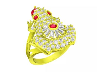 A7108 Luxury Baguette Diamond Lucky Toad Women Ring
