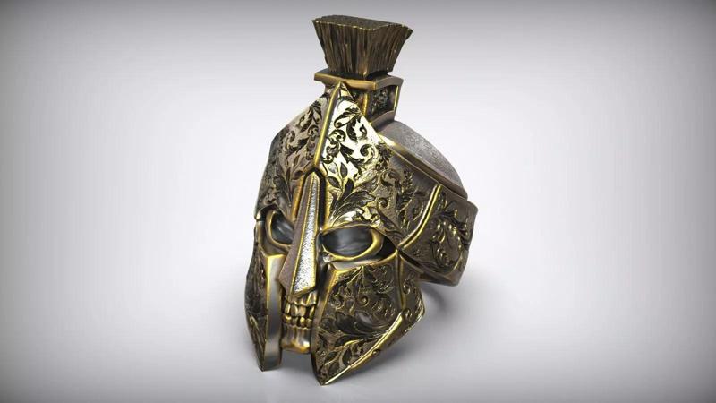 Spartan Helmet Greek Skull Pattern Ring