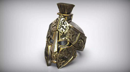Spartan Helmet Greek Skull Pattern Ring