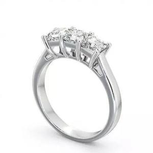 stl file three stone diamond engagement ring in platinum