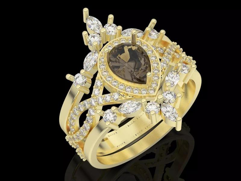 Wave Ring fashion Engagement Ring Silver Gold