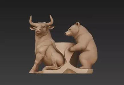 The Market Spirit Bull Bear Holder Display