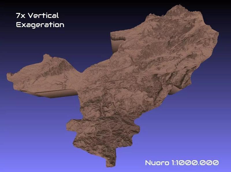 Italy 3D Map of Nuoro Provice 1 to 1000000