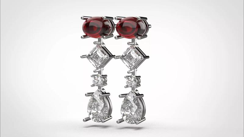 Dangle Earring stl obj 3D print model ER019 3D print model