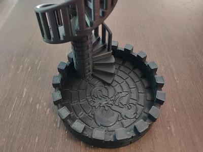 Dice Tower Castle Stairs with D&D Logo