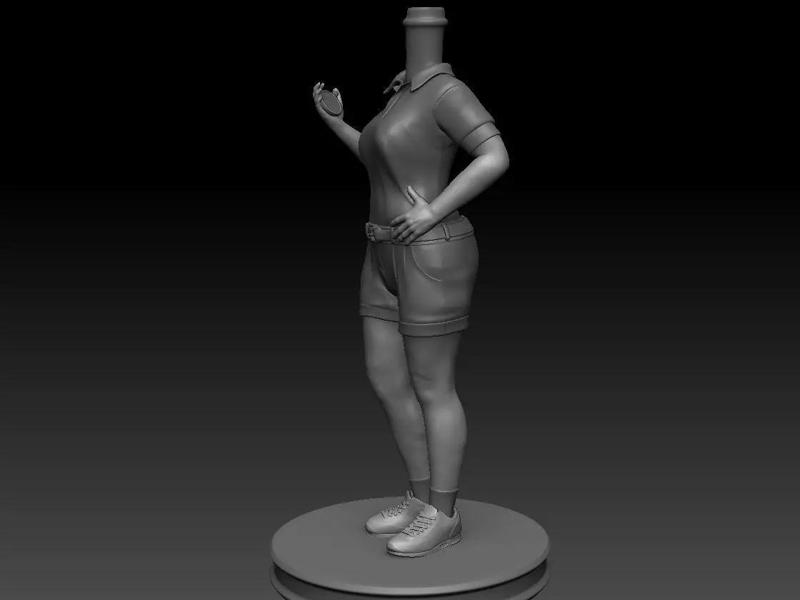 3D Printable Fat woman with timer Bubble Head