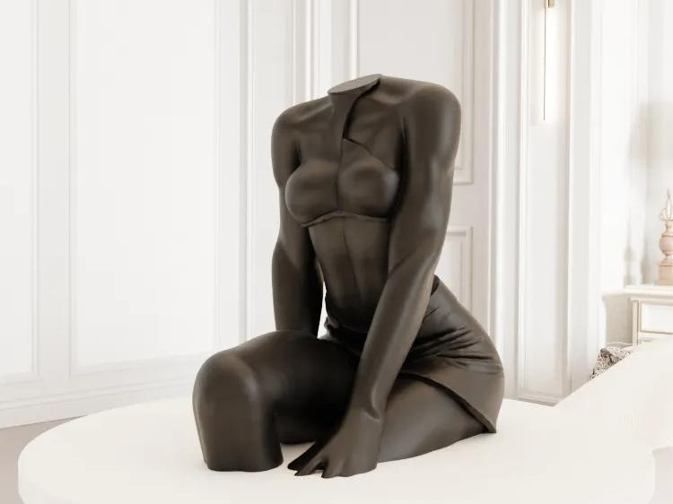 Seated Glamour Figure — Woman in Provocative Top