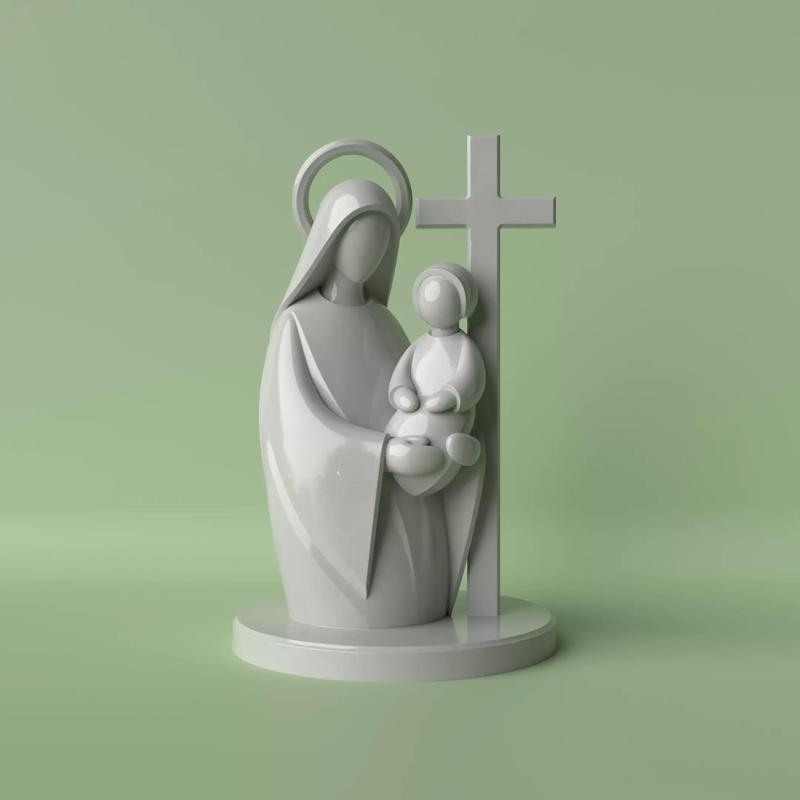 Mater Filius  Minimalist Mary and Jesus Sculpture