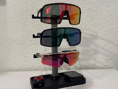 Cycling glasses and accessories holder