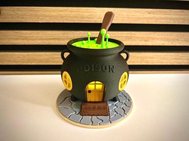 Hexenkessel-Häuschen (Halloween) für LED-Teelichter // Witch's cauldron cottage (Halloween) for LED tea lights