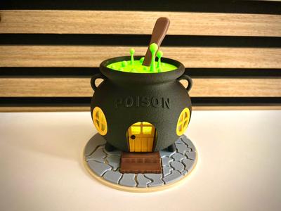 Hexenkessel-Häuschen (Halloween) für LED-Teelichter // Witch's cauldron cottage (Halloween) for LED tea lights