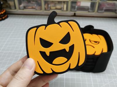 Halloween Pumpkin Coaster (with storage box)