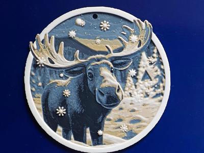Lovley Moose V1 Christmas Ornament in 4 colors.