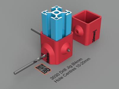 3030 Drill Jig Drill Guide Ø4 10-20mm Hole Centers