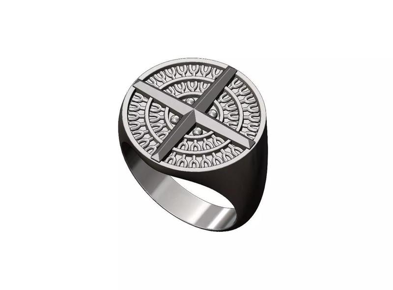 Viking compass round signet ring US sizes 7 to 13