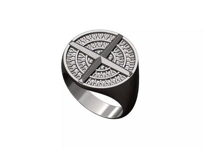 Viking compass round signet ring US sizes 7 to 13