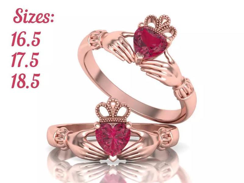 Unique Claddagh Engagement ring with Heart gem Irish ring N0261
