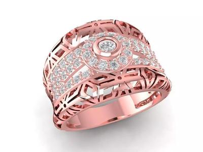 Luxury Carved Wide Diamond Band Ring for Men 3104