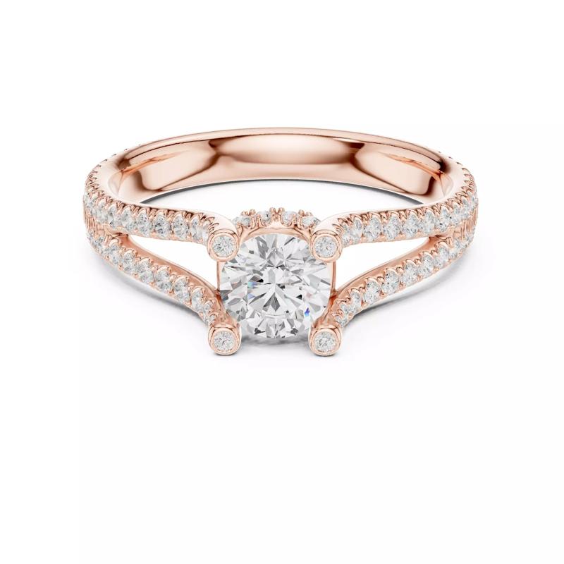 U-Shape Hidden Halo Round Cut Diamond Wedding Ring 3DM STL Video