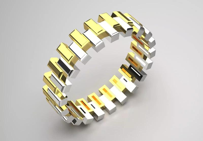 Two-tone Gold stl Ring Model gr0136