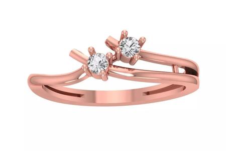 Unique Solitaire Wedding Engagement Two Stone Ring for Women