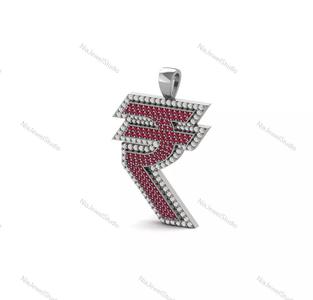 Indian Rupee Symbol Pendant-3D Jewelry Model
