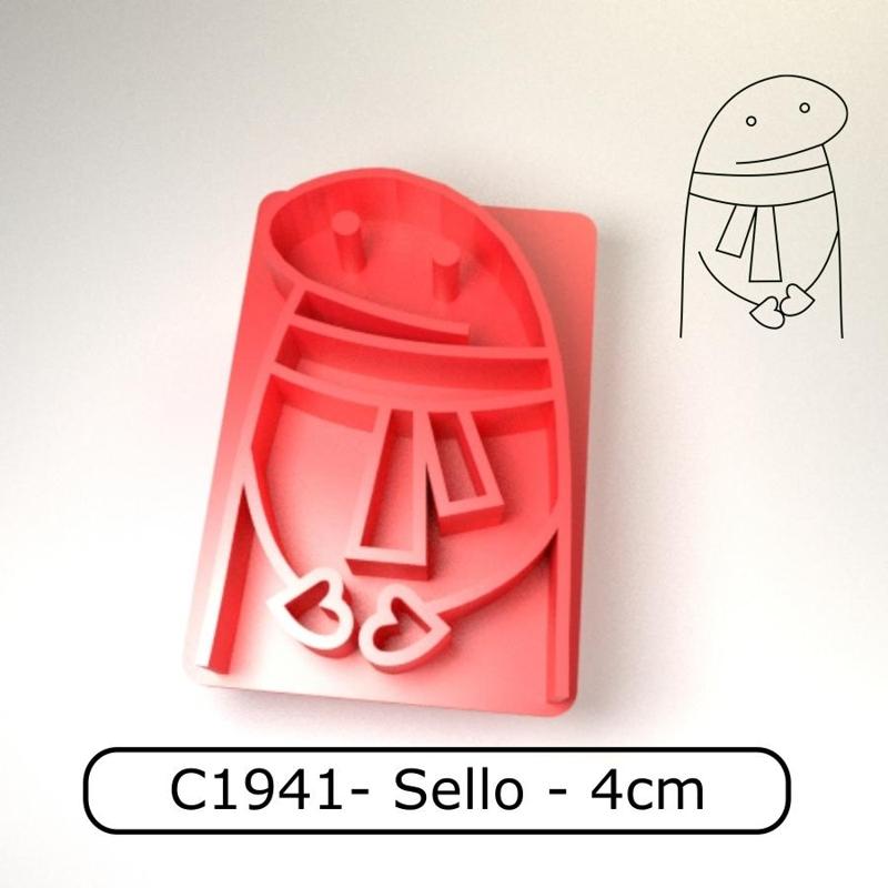 Cookie stamp / Cortante de galletitas sello - Flork Xmas scarf / Flork con bufanda