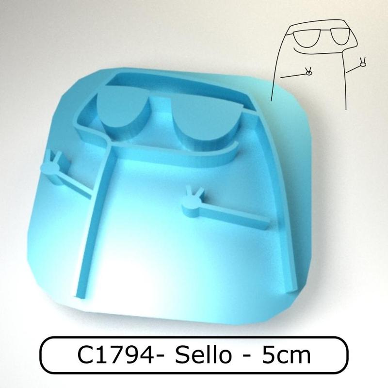 Cookie stamp / Cortante de galletitas sello - Flork cool / Flork con lentes