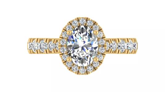 Vintage-Inspired Oval Halo Diamond Engagement Ring