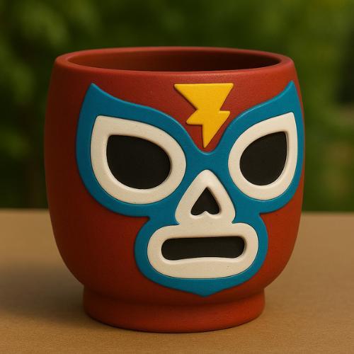 Mascara de luchador, maceta, decoración, hogar, porta objetos, joyero, dulcero, recuerdos cumpleaños, fiesta,