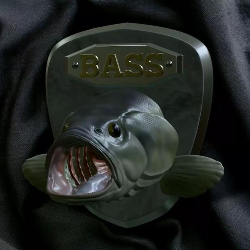fish head bass trophy statue detailed texture